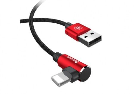Кабель USB BASEUS MVP Elbow Type, USB - Lightning, 2А, 1 м, красный, угловой - 6