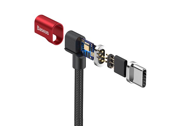 Кабель Baseus Magnet Type-C Cable (Side insert For Type-C) 1.5m (Red-Black/Красный-Черный) - 4