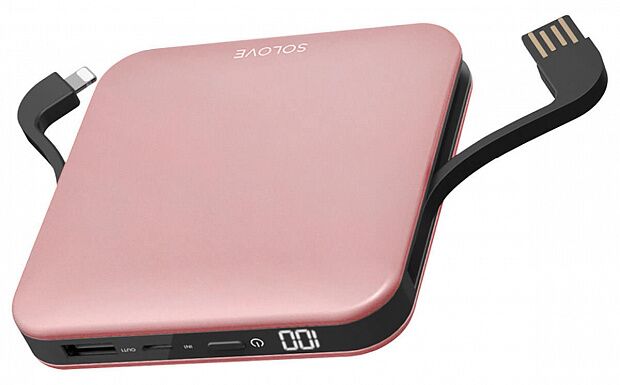 Внешний аккумулятор SOLOVE A2-Pro с кабелем USB Type-C, 10000mAh (Pink) - 1