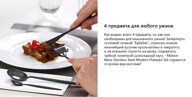 Maison Maxx Stainless Steel Modern Flatware Set (Black) - 6