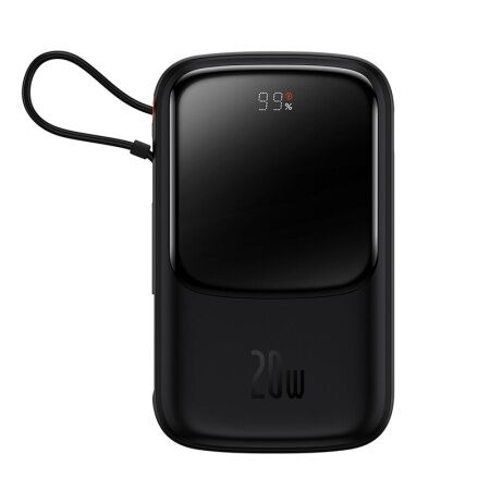 Портативный аккумулятор BASEUS Qpow Pro Digital Display Fast Charge 20W iP Edition, 3A, 10000 мАч, черный, с кабелем Ty - 6